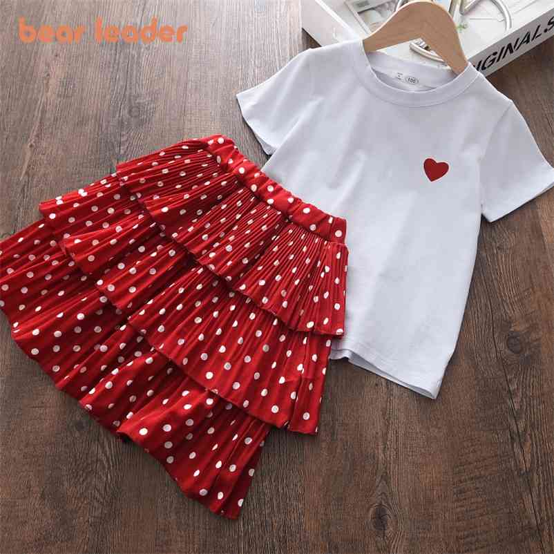 

Girls Casual Dress Summer Children Princess Kids T-shirt and Skirt Outfits Baby Party Sweet Costumes 3-7Y 210429, An065white