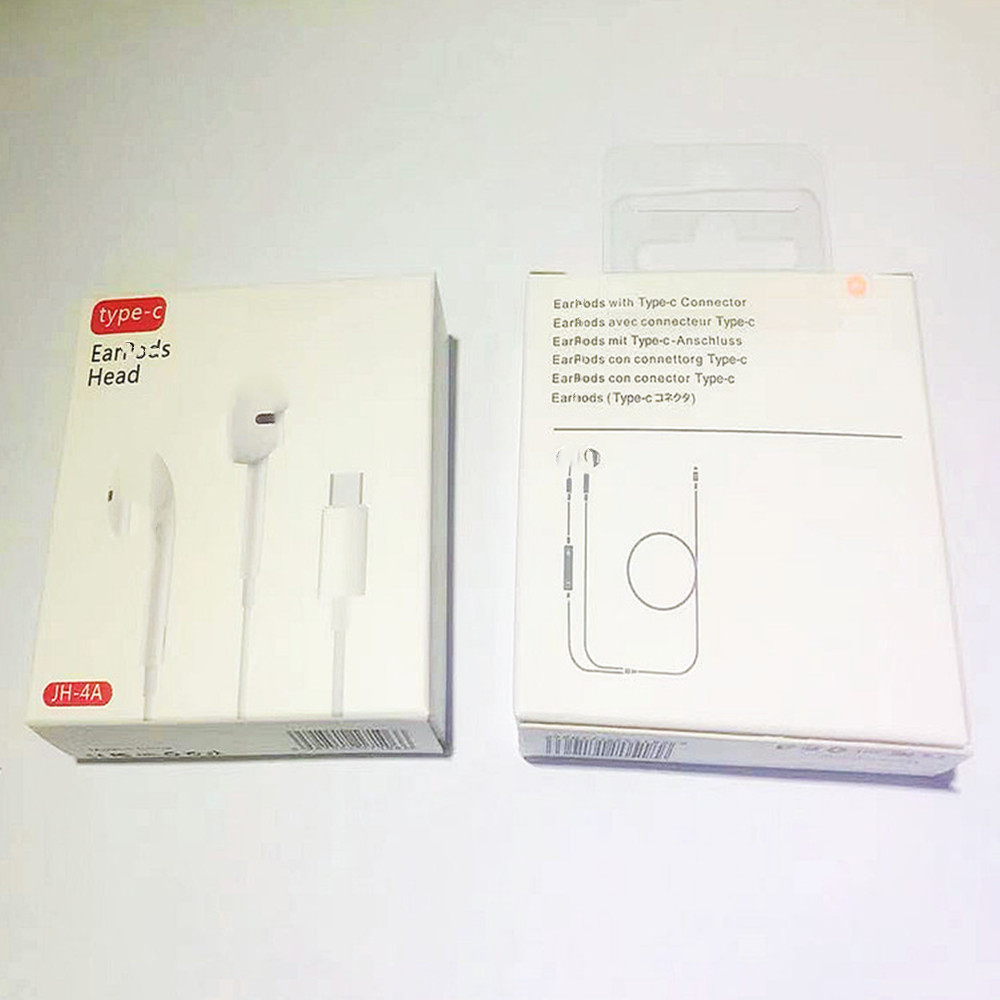 

Type C Usb-C headset in ear earphones With Remote and mic for xiaomi huawei Samsung Smart digital chip Android type-c headphone, White