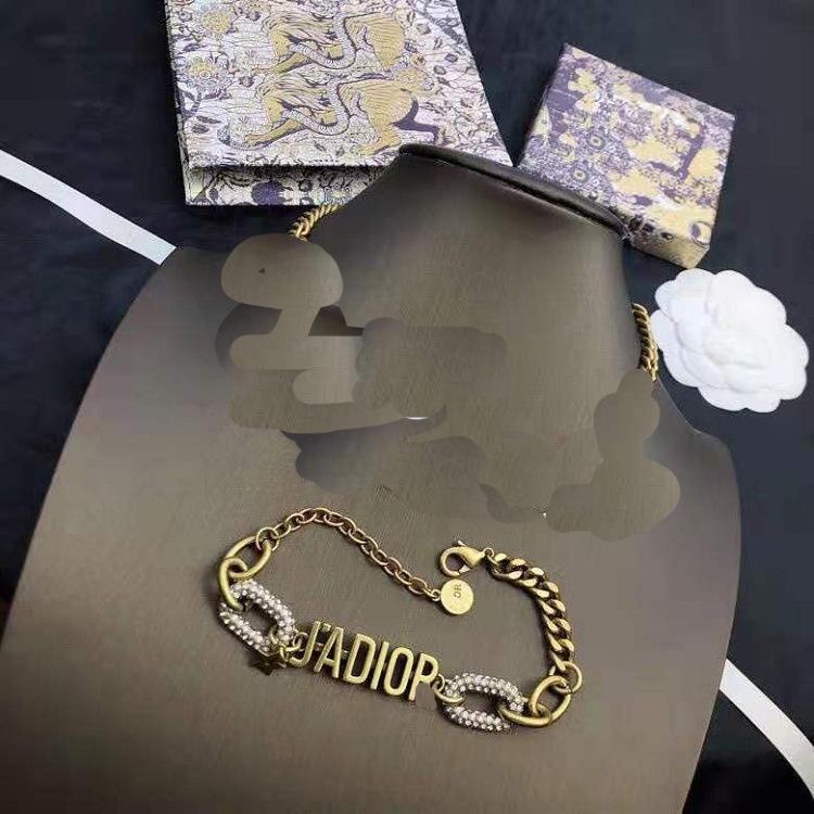 

D Jia Di Jia 2121 new diamond letter clavicle chain necklace bracelet fashion temperament net red simple womank, Golden;silver