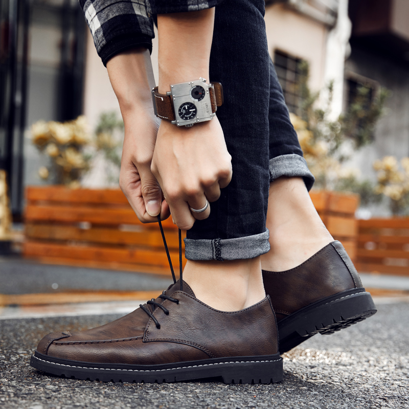 

Mens Dress Shoes Formal Business Leather Shoe Korean Trendy British Style Brown Khaki size 38-44 Code 66-1717, Black