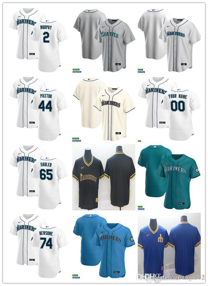 

Men Women Youth Custom Baseball Jersey Seattle Mariners 2 Tom Murphy 74 Ljay Newsome 44 James Paxton 65 Casey Sadler Blank green, Blue;black