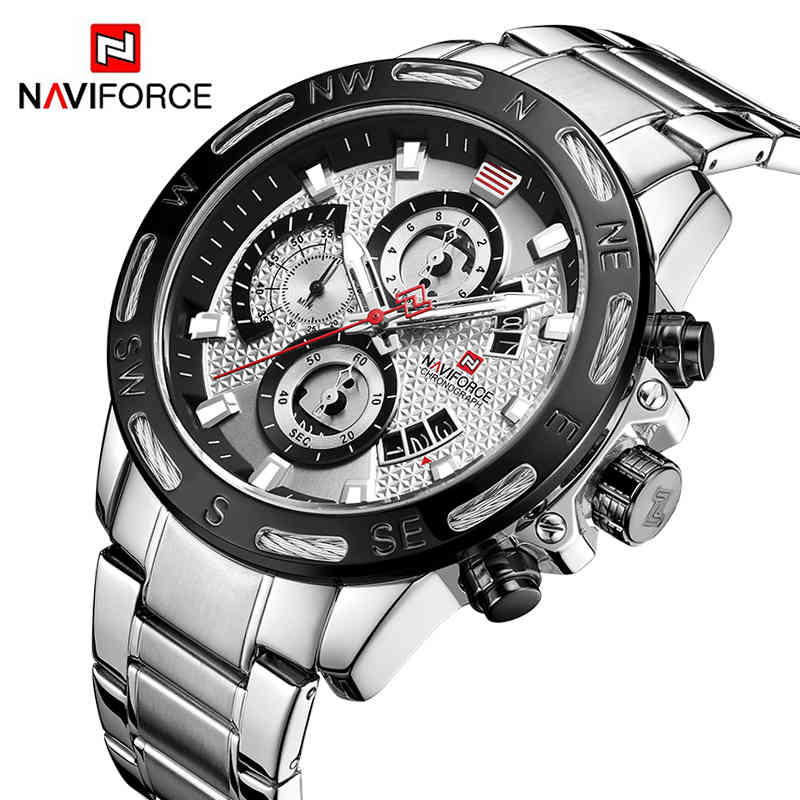 

NAVIFORCE Men Watches Top Brand Fashion Sport Watches Mens Waterproof Luxury Quartz Wrist Watch Male Clock Relogio Masculino 210517, Silver