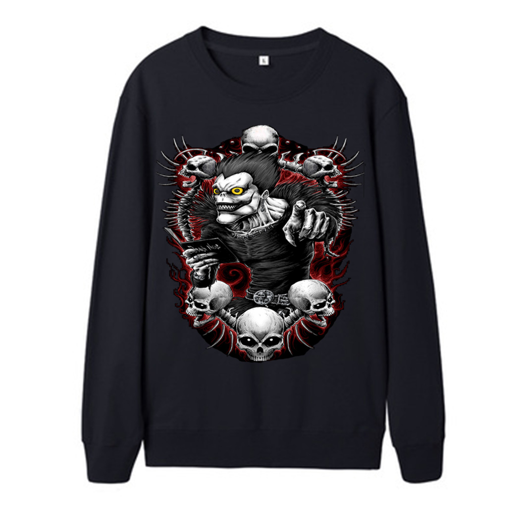 

Women Fleece Round Collar Sweatshirts Autumn Winter Animation Manga Pattern Printing Pullovers Casual Loose Sport Long Sleeve Street Wear Hip Pop Tops, Black 2