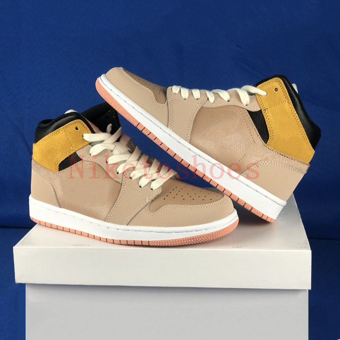 

Particle Beige Women Basketball shoes Bronze Ginger Suede Men Leisure Shoe 1 Mid SE Skate Sneakers