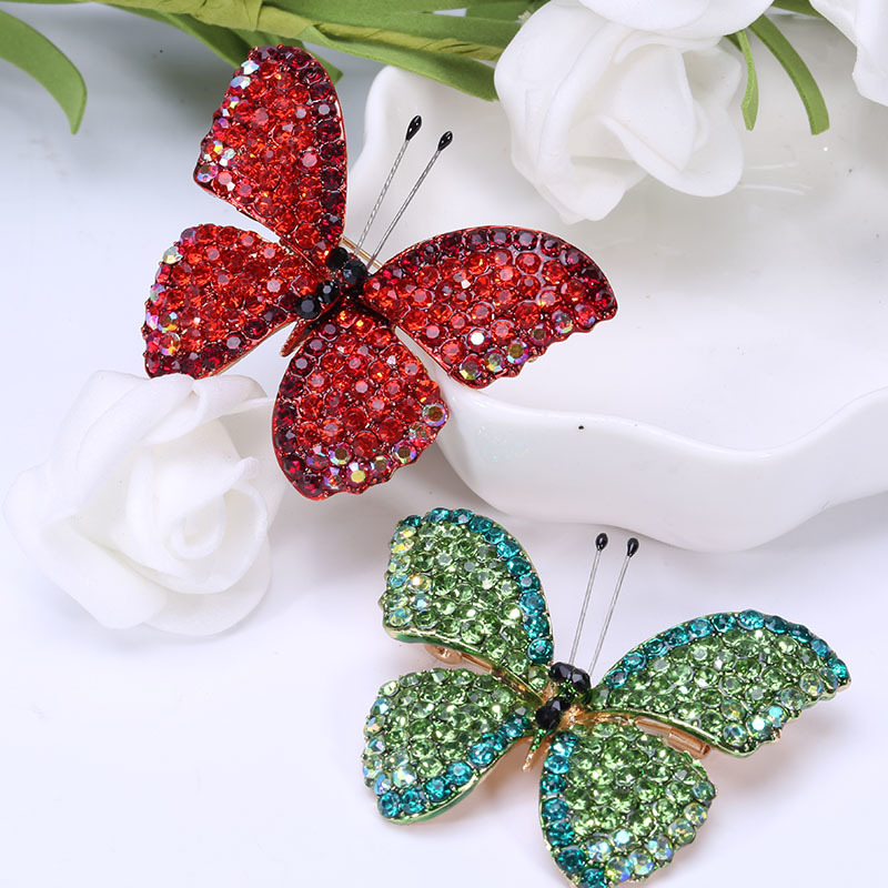 

2020 Full Rhinestone Butterfly Pins Vintage Enamel Brooch for Lady Gift Dress Scarf Decor Jewelry Accessories