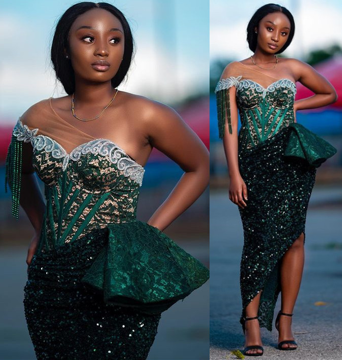 

2021 Plus Size Arabic Aso Ebi Dark Green Sequined Prom Dresses One Shoulder Lace Beaded Evening Formal Party Second Reception Bridesmaid Gowns Dress ZJ443, Lavender