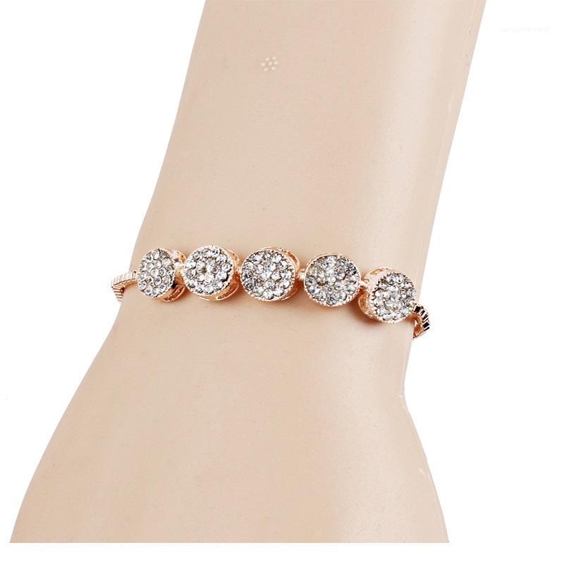 

Japanese And Korean Fashion Bracelet Simple Crystal Rhinestone Inlaid Round Box Chain Female Jewelry Bangle