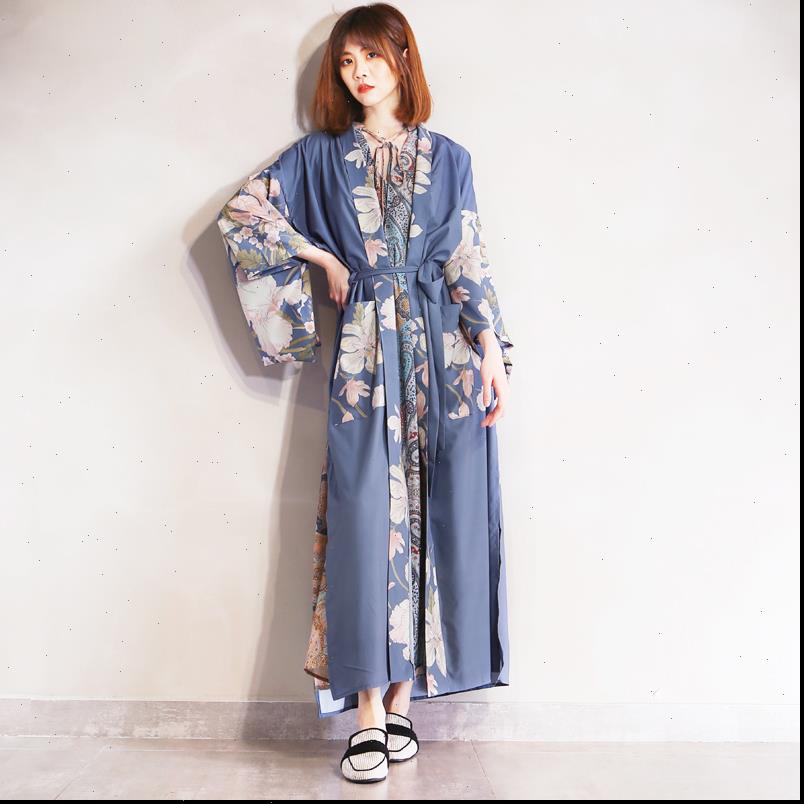 

bohemian v women shirt neck peacock flower print long kimono ethnic lacing up sashes cardigan loose, White