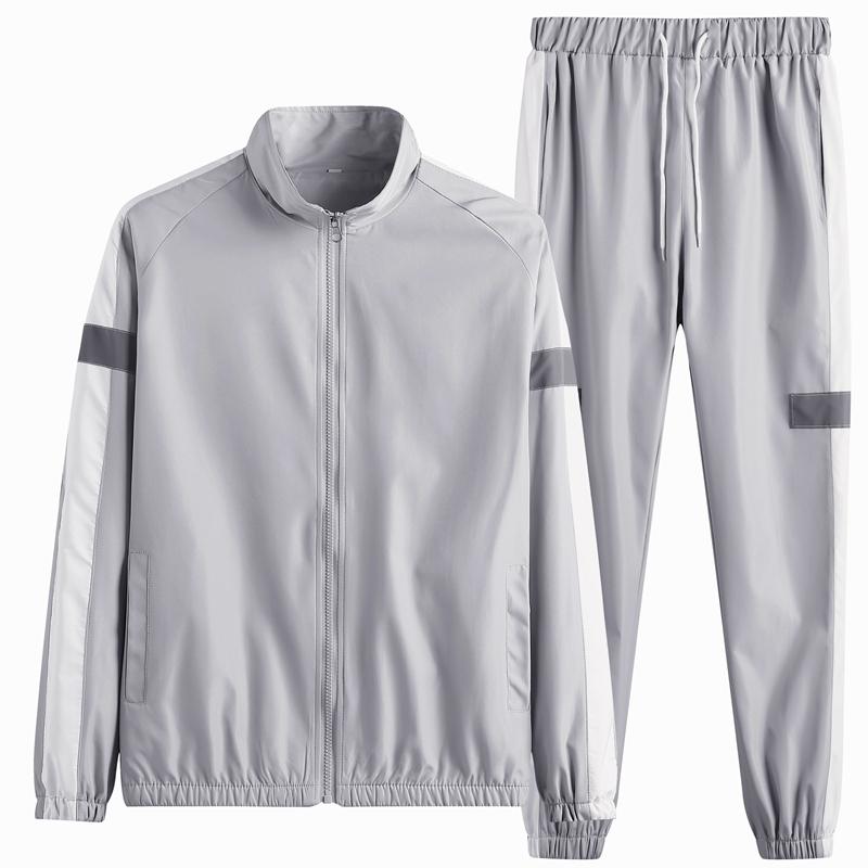 

Men' Tracksuits Men Casual Sets 4XL 2021 Spring Zipper Jacket Male Big Size Splice Jogger Tracksuit +Pants Sportswear Sport Suit Clothing, Grey