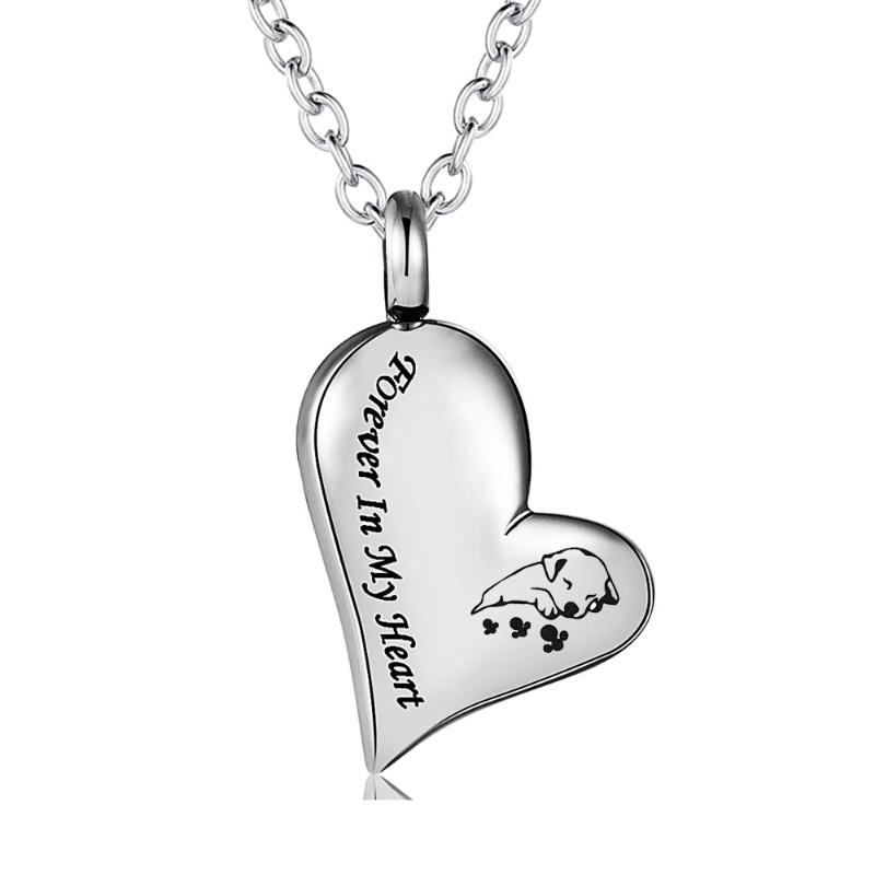 Pendant Necklaces Forever In My Heart Cremation Urn Necklace Stainless Steel Ashes Keepsake Waterproof Memorial For Pet Dog Cat-image-709053397