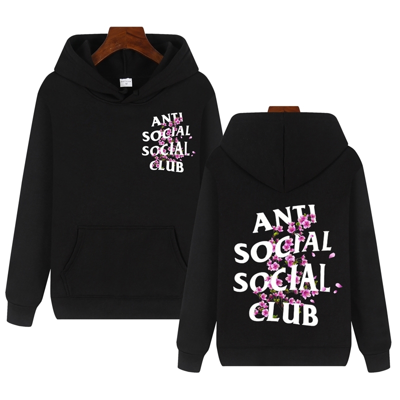 New high street anti social club skew letter peach blossom printing men's and women's loose fitting couple's sweater