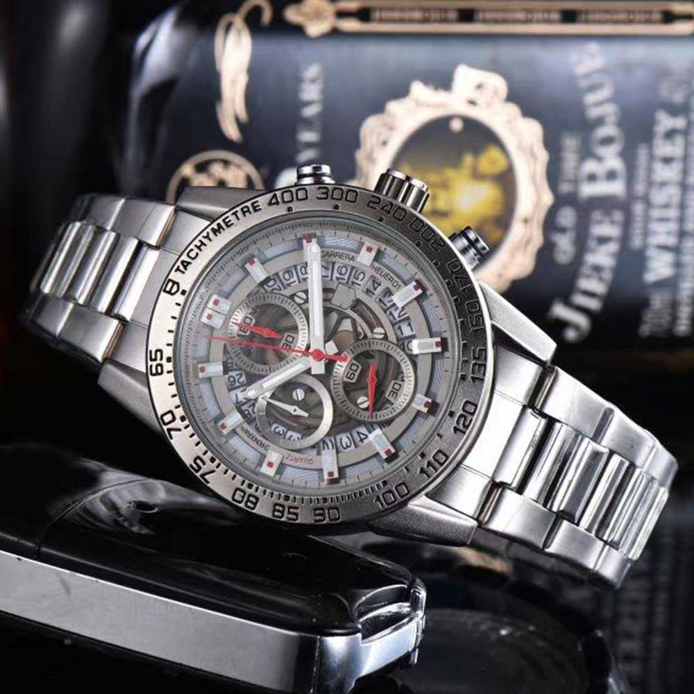

Watch man Luxury Quartz Sport WristWatch With Suede Strap Watches Stainless Steel Case Ssapphire Crystal Relogio Masculino, Silver