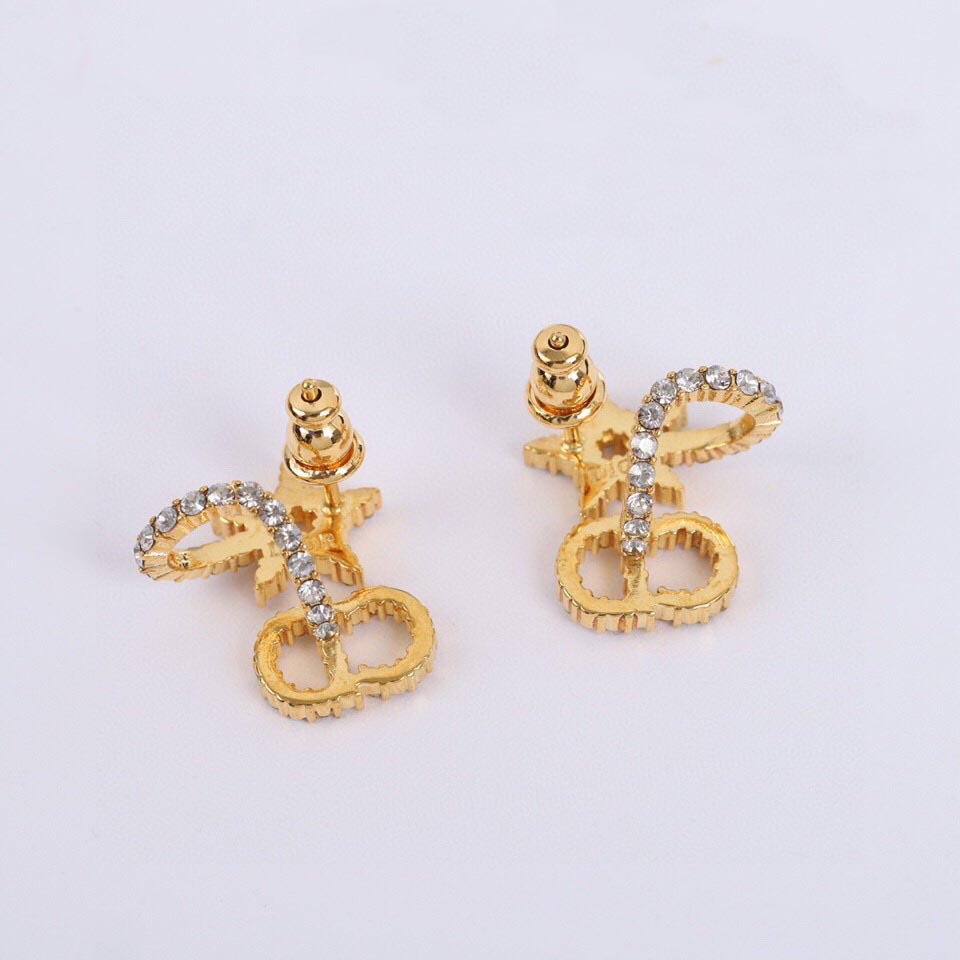 

2021 Fashion style Stud earring with diamond for women wedding jewelry gift in 18k gold plated engagement have box PS3238