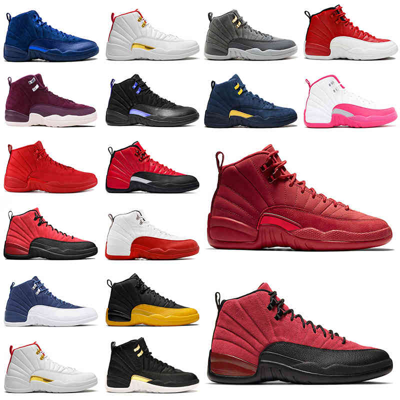

Hot Jumpman 12 12s Boots Shoes Mens Womens Biack Gym Red Michigan University Yellow Blue Cherry Trainers Sport Sneakers 40-47, #22 gym red