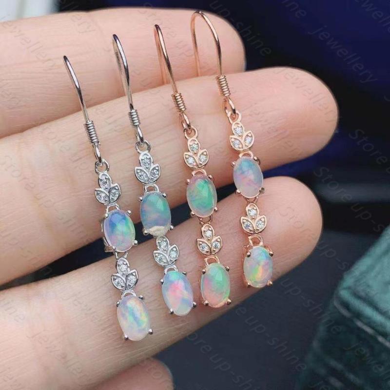 

Dangle & Chandelier Natural Opal Earrings 925 Silver Women's Simple, Cute And Fashionable All-match