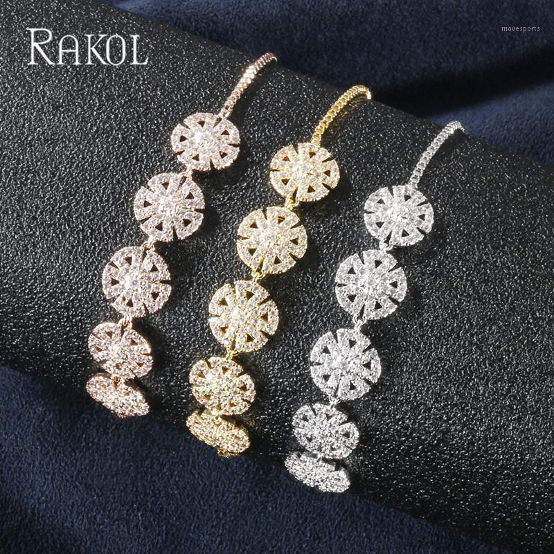 

Link, Chain RAKOL Exquisite Snowflake Sliver Color Hollowed Cubic Zircon Rope Bracelets For Women Anniversary1