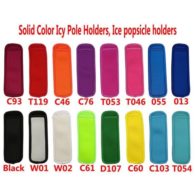 

16 colors Antifreezing Popsicles Bags Tools Freezer Icy Pole Popsicle Holders Reusable Neoprene Insulation Ice Pop Sleeves Bag for Kids Summer