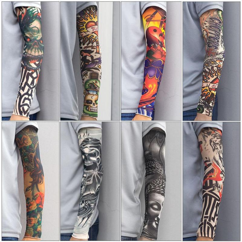

Elbow & Knee Pads Unisex Tattoo Arm Sleeves Skull Warmers Tattoos Men And Women Ice Cool Dragon Summer Driving Sunscreen, W003