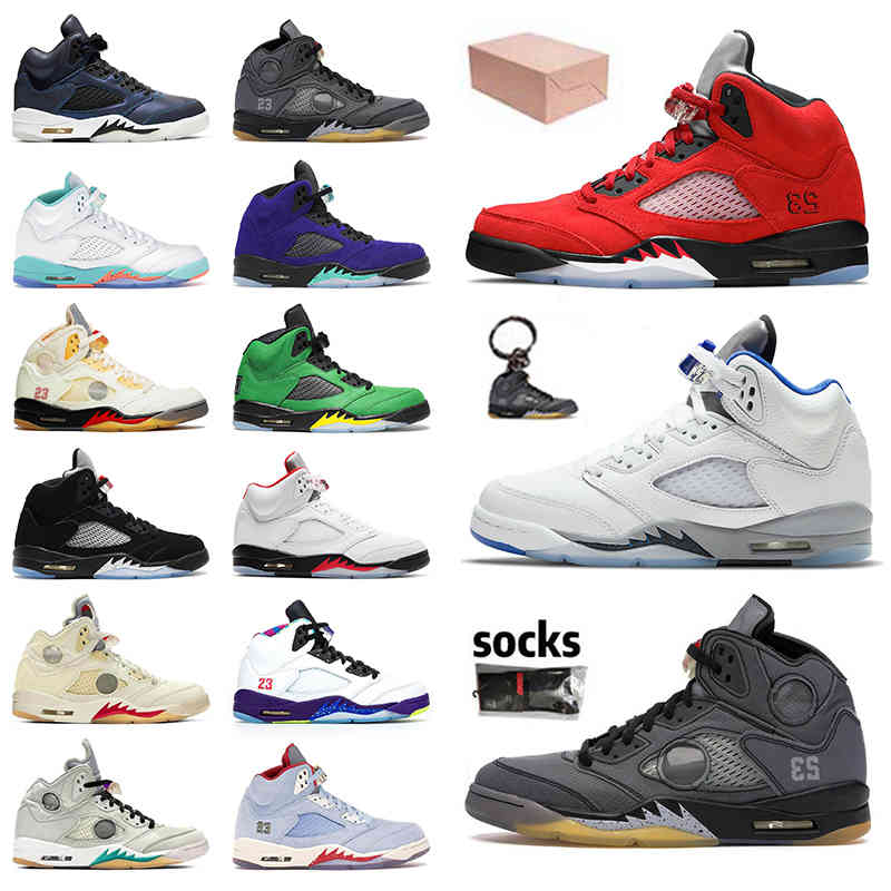 

Jumpman 5 5s WITH BOX Basketball Shoes Designer Raging Bull Stealth 2.0 Anthracite Red Suede Mens Sneakers Womens Trainers Sports 36-47