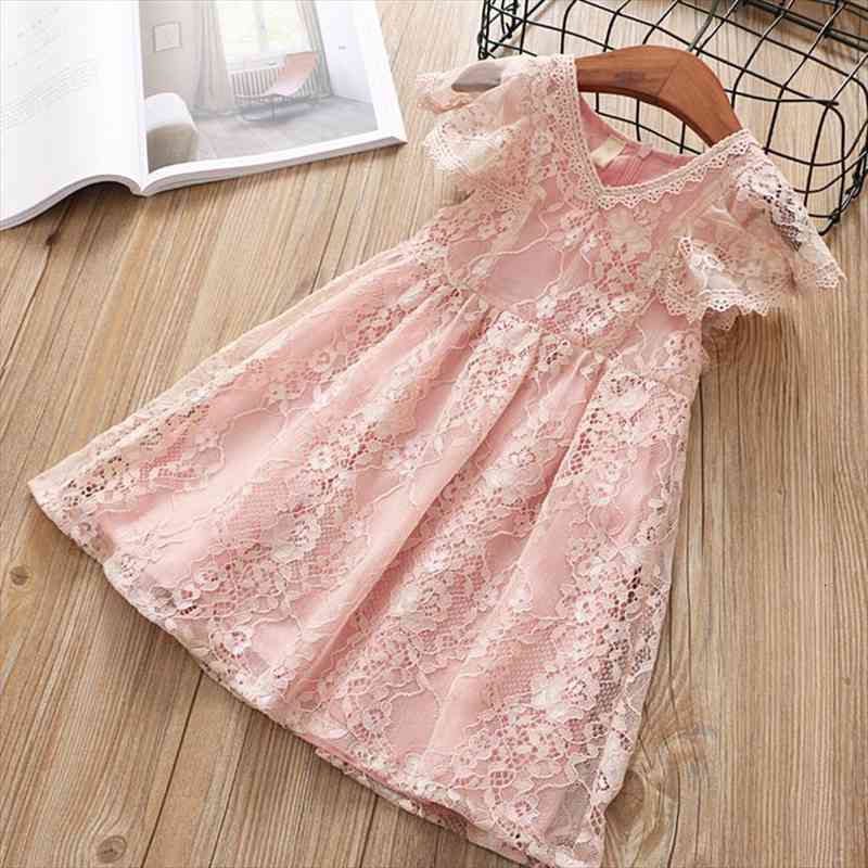 

Girls Fairy Dresses Summer Princess Dress Elegant Lace Embroidery Costumes Party Children Clothing 3 4 5 6 7 8 Years, Red;yellow