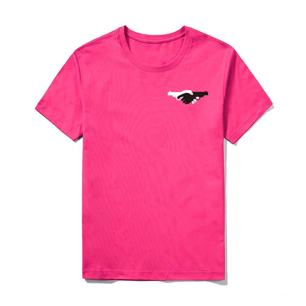 

Summer Cotton T Shirts Men Hand and Gun O Neck Multicolor Solid Tops Clothing Casual Shirt Mens Streetwear Cool Shirts 210603, Zd0012-18pink