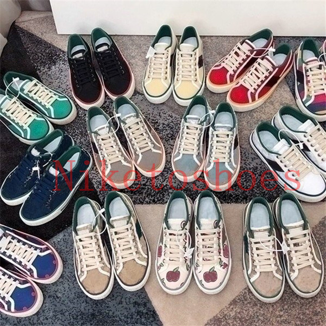 

Tennis 1977 sneakers Green and red Web stripe shoes Italy Embroidered Women Luxurys Designer Sneaker sports Print Men canvas casual shoe, 25th anniversary