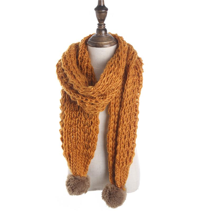 

Scarves & Wraps Fashion 2021 Winter Scarf Pompom Children Wool Cashmere Kids Knit Warm Collar Boy Girl Knitted Gift, Yellow