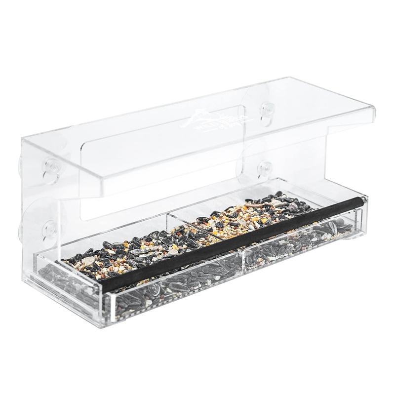 

Other Bird Supplies Window Feeder With 4 Super Strong Suction Cups & Sliding Seed Tray, Large, Clear Acrylic Outdoor Feeders,