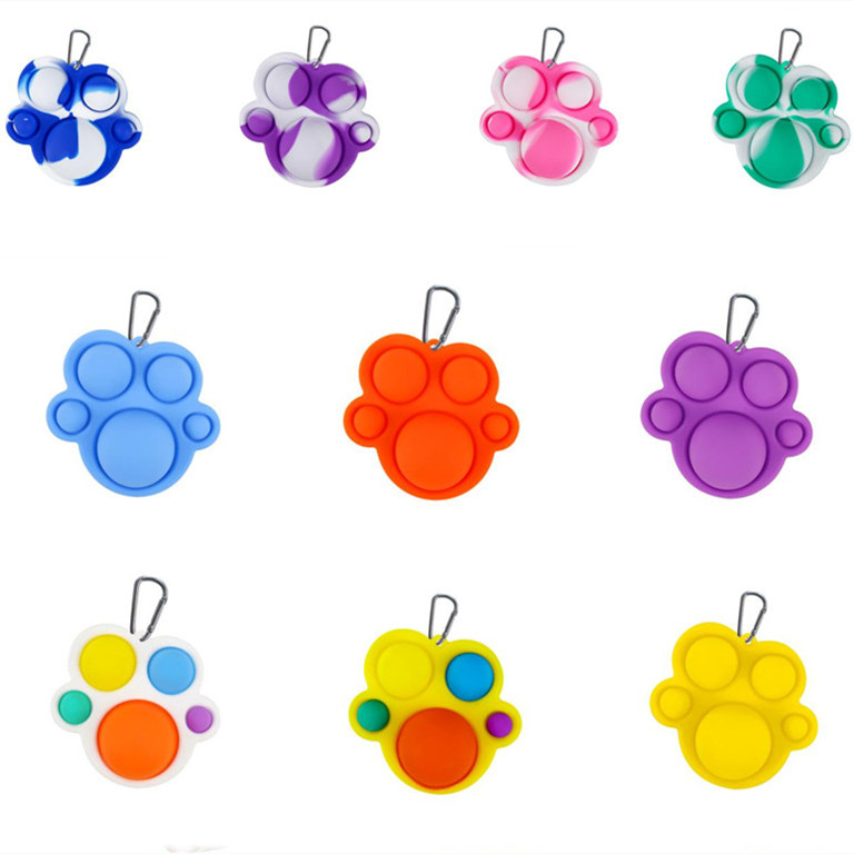

Push its Pops Fidget Decompression Toys Bear paw Keychain Shape Characteristic Popper Bubble Fingertip Sensory Toy for Children Gifts