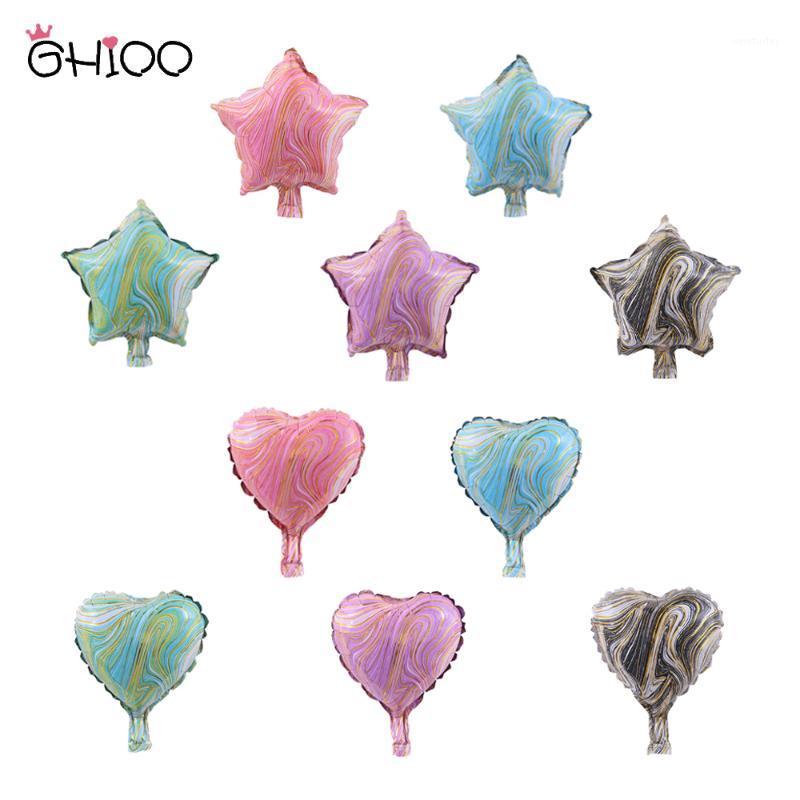 

10pcs/Lot 10inch Marble Heart Shaped Star Foil Balloons For Happy Birthday Party Wedding Decoration Baby Shower Globos