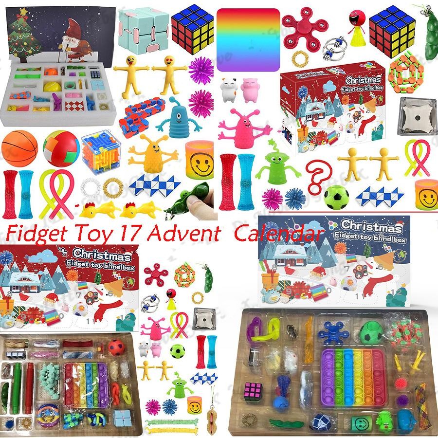 

Fidget Toys Party Favor Calendars Christmas 24 Days Countdown Blind Mystery Box Sensory Finger Toy Lucky Boxes Kid Push Bubbles Kids Gift 496