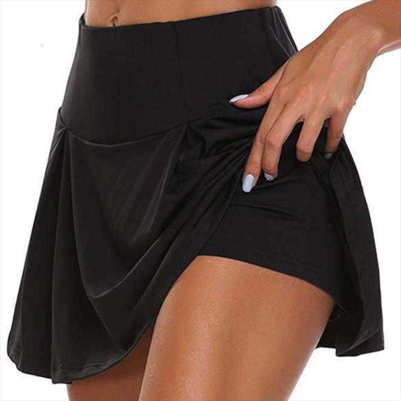 

high waist summer skirt mini womens short drees workout active drawstring elastic pockets casual sports anti peeping, White;black