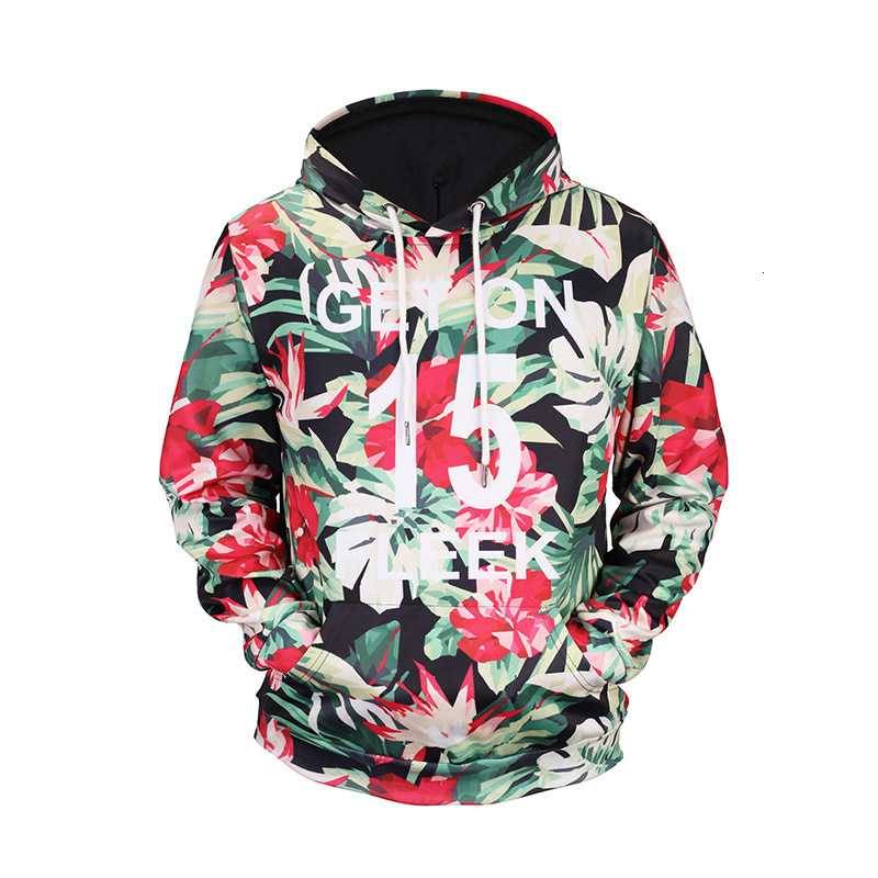 

Hoodies Leisure High Quality fashion3D Mens Flower digital printing hooded pocket cover tide hat men's sweater brand