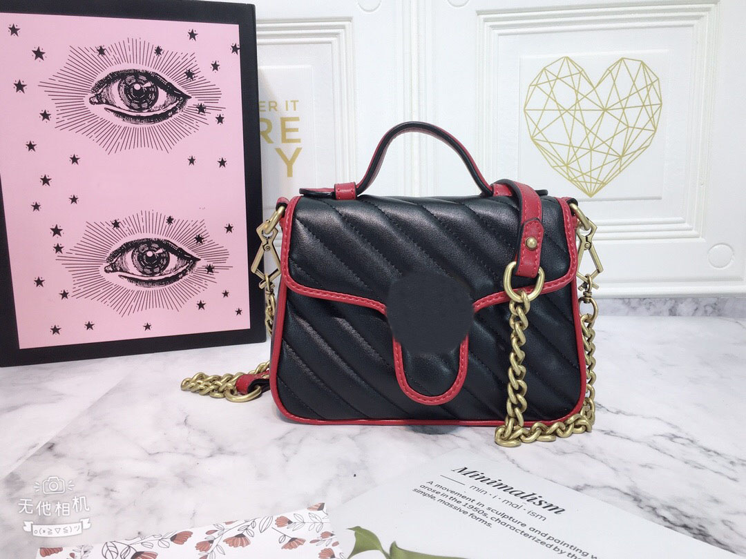 

New Fashion 2021 Women Brand Designer Handbags Wallets Genuine Leather Chain Crossbody Bag Shoulder Bags Message Bag Sapato Masculin, Black