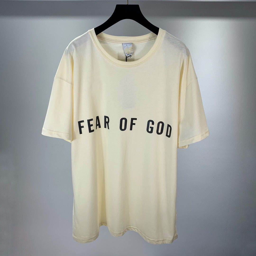 

2021 Embroidery T-shirt FOG Fear of God 2021ss 3 Color White black gray, Gray;blue