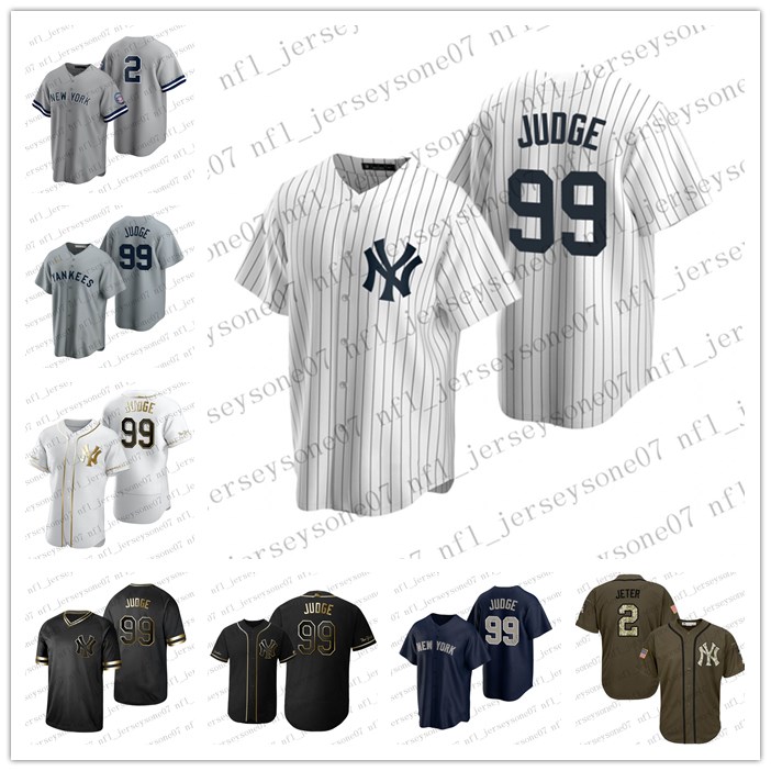 

Custom York men women youth Yankees 99 Aaron Judge 2 Derek Jeter white blue gray black Authentic 2020 Home Jersey