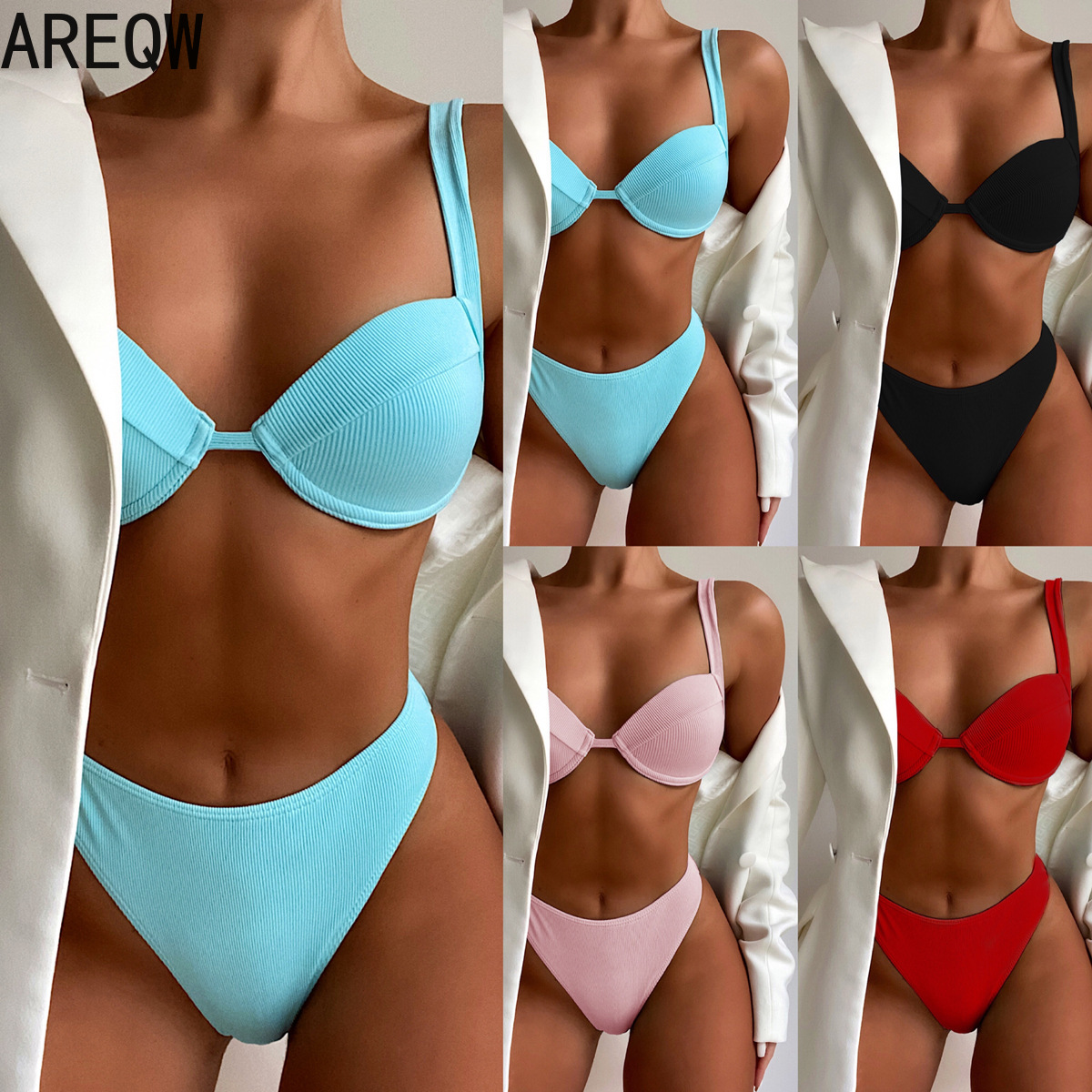 

2021 New Womens Bikni Swimsuits Fashion Sexy Solid Bikini Sets, Black