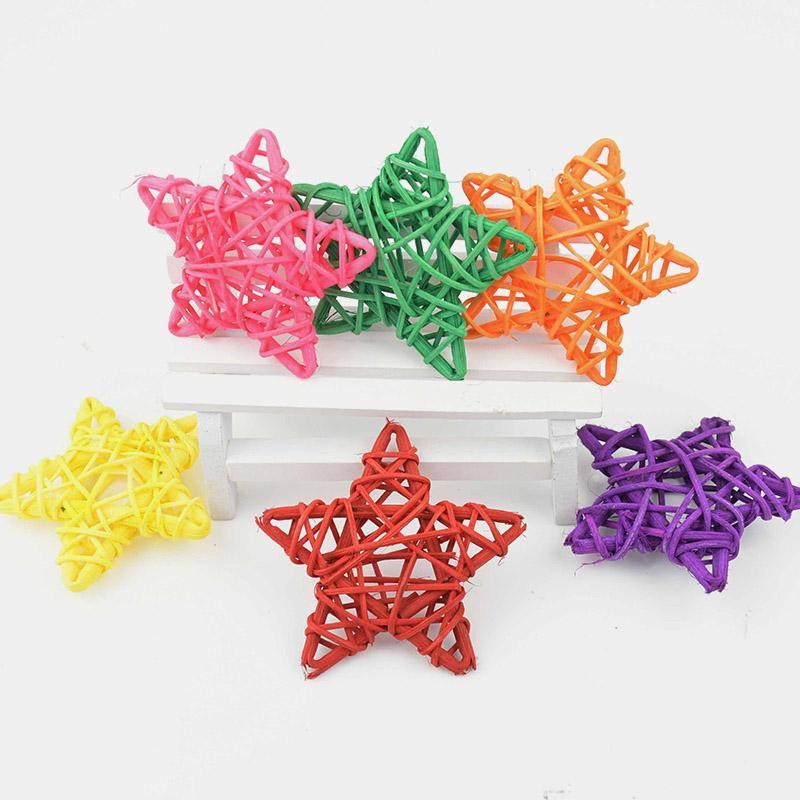 

Party Decoration 10pcs 6cm Colorful Rattan Star Sepak Takraw DIY Balls Christmas Ornaments For Birthday Wedding Kids Toys