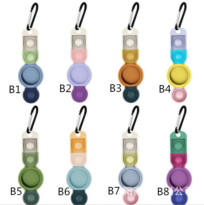 

Carabiner Push Pop Bubble Poppers Key Ring Fidget Favor Sensory Poo Its Silicone Protective Sleeve for Airtags tracker case Climbing Hook Ke