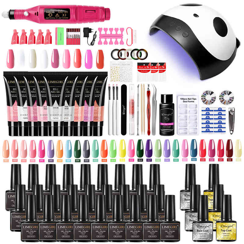 

Manicure for Extensions Gel Polish Quick Building Polygels Soak Off UV LED Lamp Dryer Nail Set Machine Kit, L-zh159-2