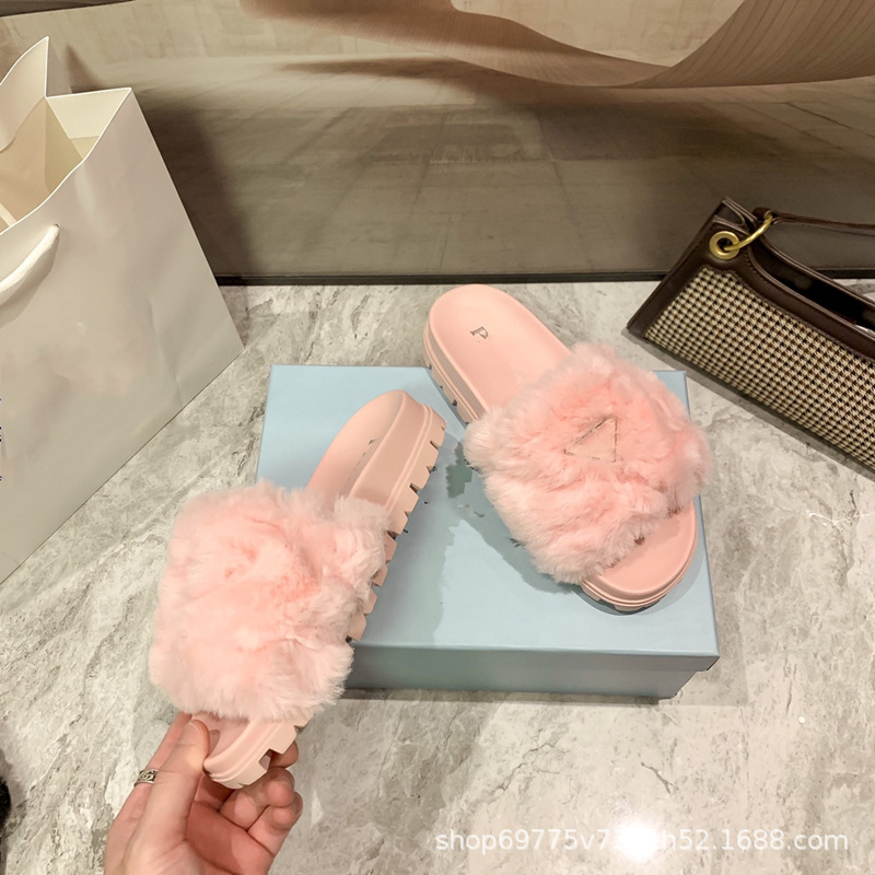 

Luxury Slippers Women Designer Slides Sandal Autumn Winter Trendy Flat Bottom Wool Lamb Hair Letters Wear All-match Fashionable Furry Slipper vsxwdsed, Black