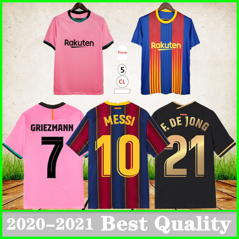 

Barcelona Soccer Jerseys 20 21 MESSI GRIEZMANN PEDRI DE JONG ANSU FATI PIQUE VIDAL UMTITI Football Shirt Men Jersey + Adult Kits uniform, Black;yellow