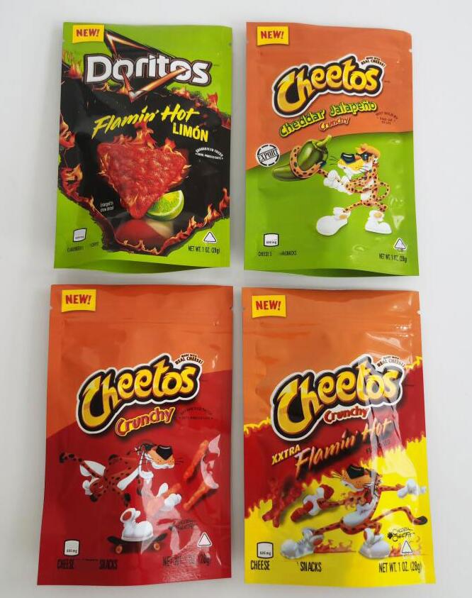 

600mg Cheetos Maylar bag DORITOS Cheese Gummi Worm BONE RUFFLES FRITOS edibles Flamin hot Gummy Packaging bags
