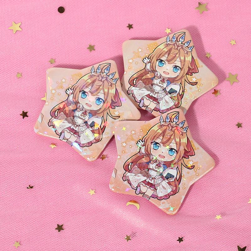 

Pins, Brooches OEM Vograce Gepersonaliseerde Promotie Souvenir Custom Tin Stervormige Badge Knoppen Met Veiligheidsspelden, Gray