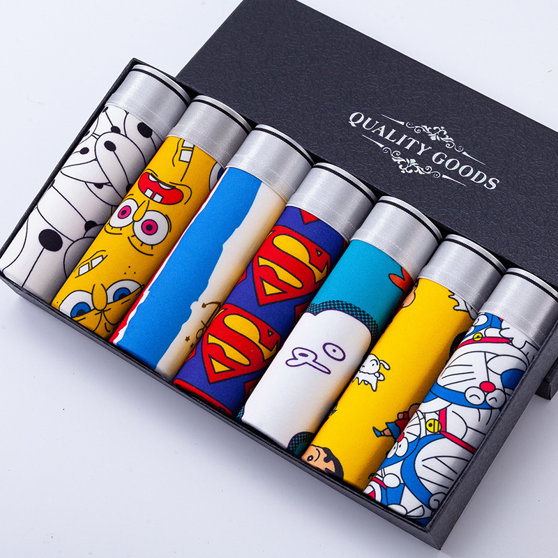 

5/7pcs Mens Underwear Cartoon Boxer Shorts Anime Sexy Printed Square Shorts Cute Comfortable Breathable Soft Underwear Men, 5pcs-5n