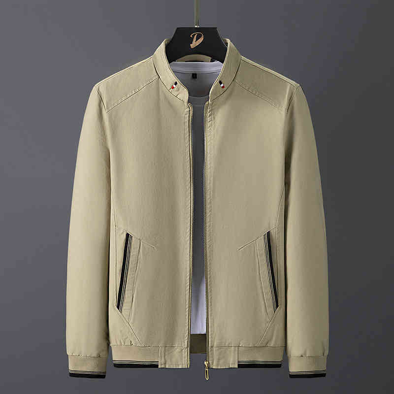 

2021 new spring autumn casual men's et zipper stand collar cotton wash coat, Black