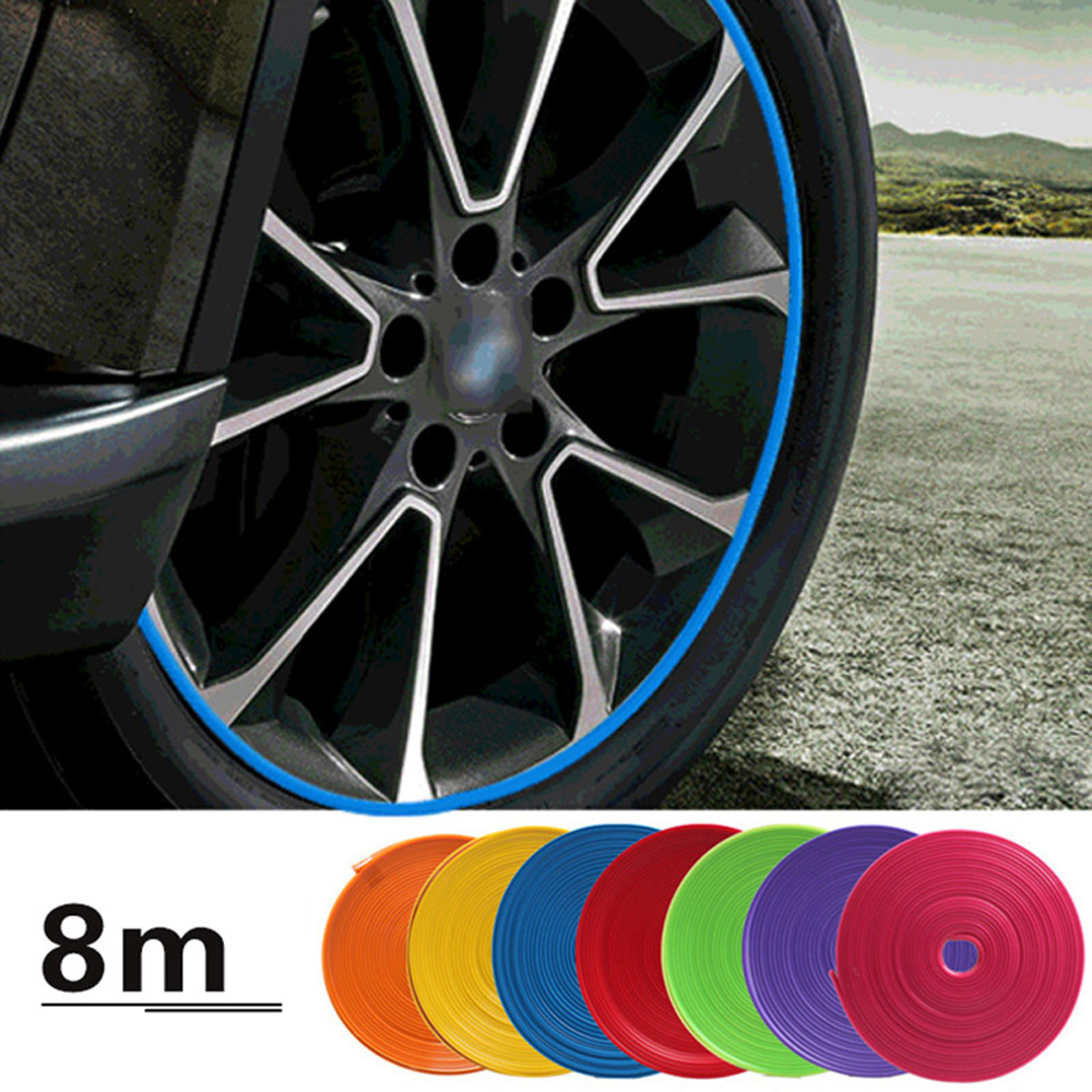 

New 8M / Roll Rim Blades Car Vehicle Color Wheel Rims Protectors Decor Strip Tire Guard Line Rubber Mounding Trim Tire Guard Line