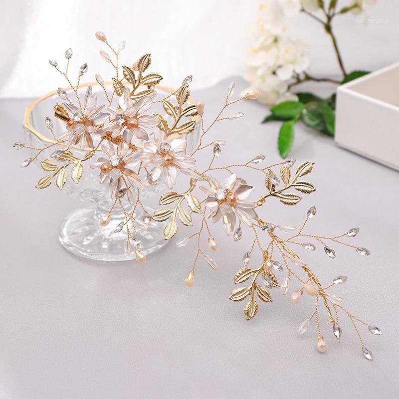 

Fashion Bridal Wedding Accessories Crystal Leaf Flower Hair Comb Clips For Women Silver Color Jewelry Bride Headpiece & Barrettes, Golden;silver
