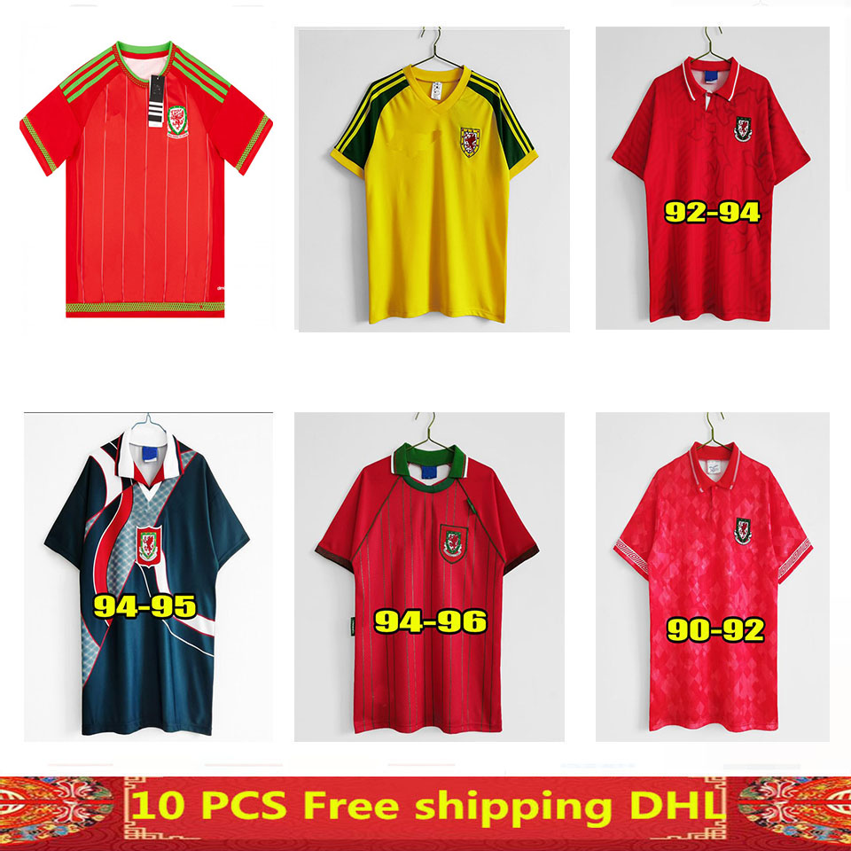 

15 16 Wales retro soccer jerseys 1990 1991 1993 Gales 1982 1992 1994 1995 1996 Giggs Hughes HOME AWAY Saunders Rush Boden Speed vintage classic, Black;yellow