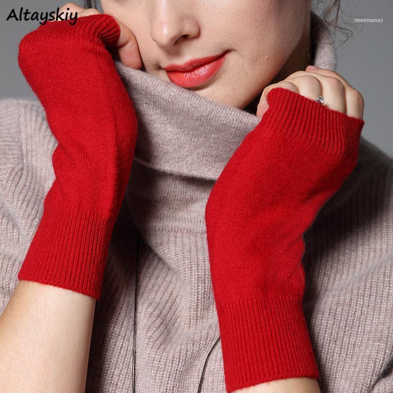 

Gloves Women Cashmere Lovely Warm Fingerless Students Knitted Winter Womens Casual Solid All-match Elegant Fashion Daily1